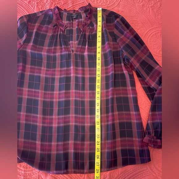 Ann Taylor Factory Red and Black Plaid Blouse, Size XL - Picture 6 of 7